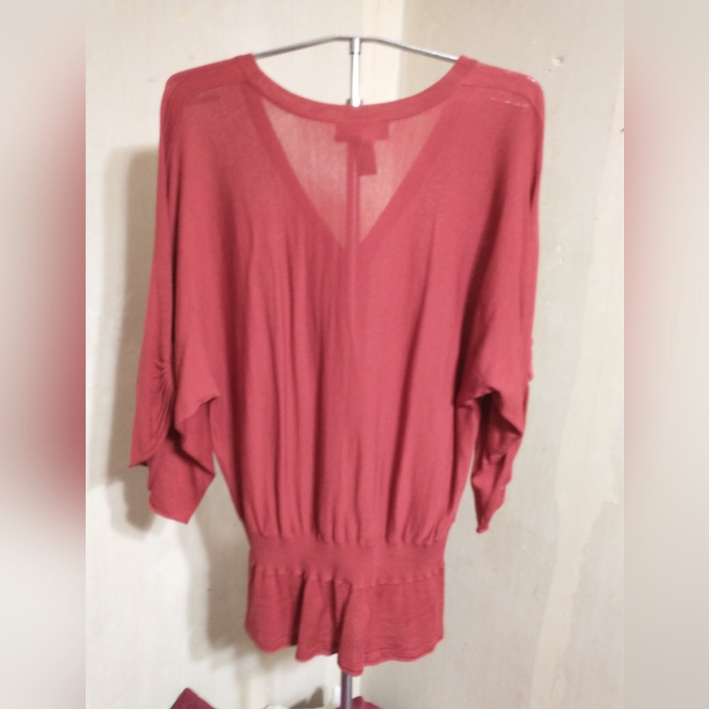 Cable & Gauge Rust Colored Lightweight Sweater - image 2